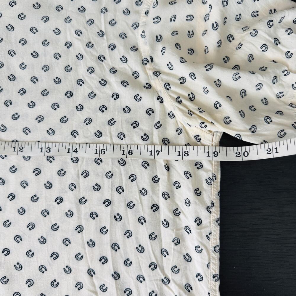 AllSaints Shirt Mens Medium Horseshoe Print Lucky Camp Collar Soft Button Up - Picture 8 of 10